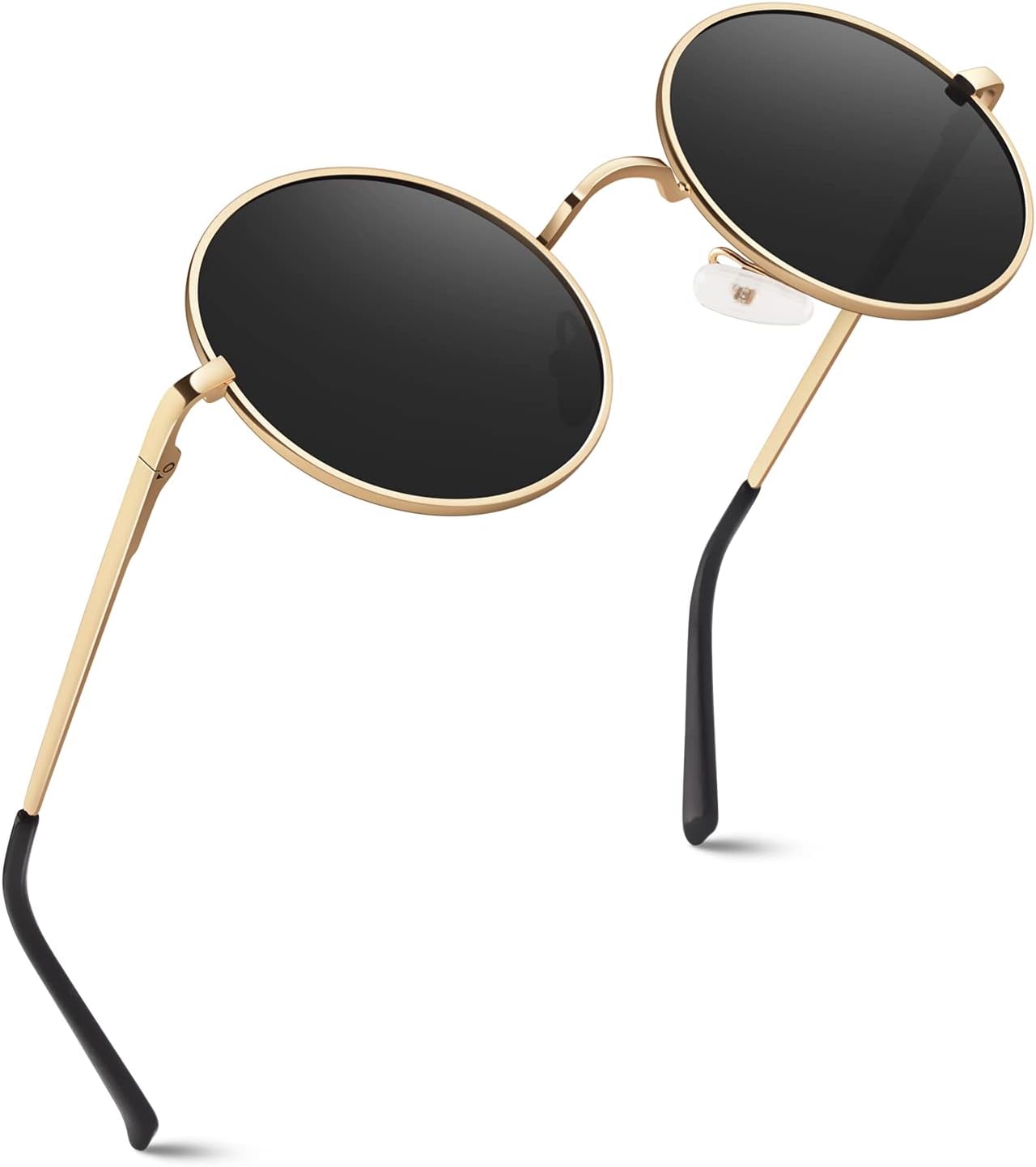 Retro Round Polarized Sunglasses – Metal Frame UV400 TAC Lenses with Spring Hinges for Men & Women