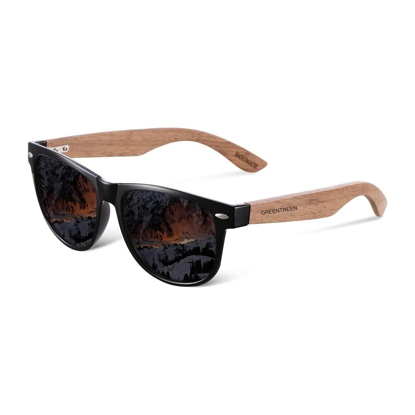 Wooden Polarized Sunglasses for Men & Women – UV400 Protection Lightweight Natural Frame for Driving, Hiking & Travel